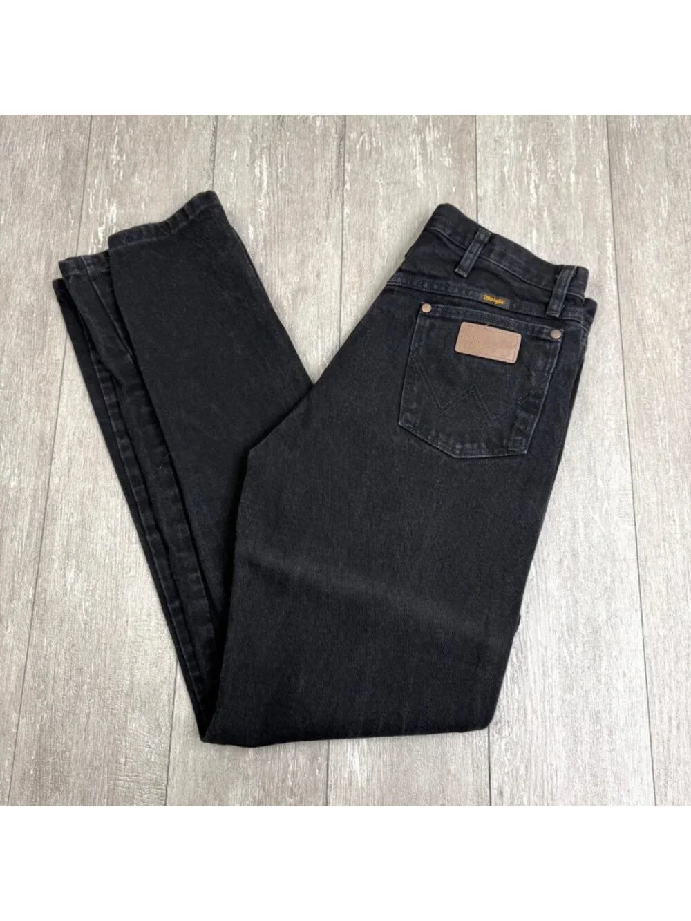 Vintage Mens Wrangler Cowboy Cut Black Straight Leg Denim Jeans Size 32 x 34